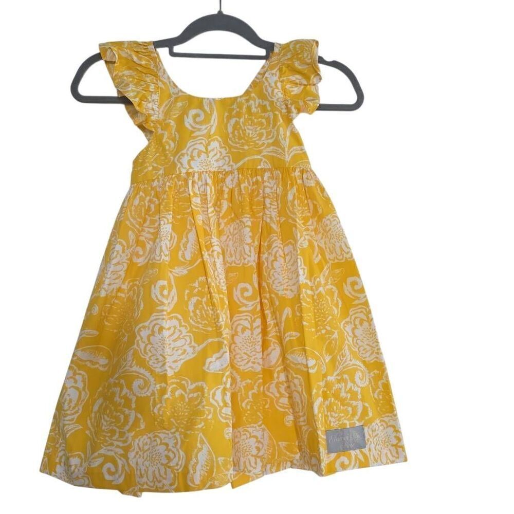 Eleanor Rose Girl's Size 6-7 Yellow White Serena 341 Yellow White Floral Dress